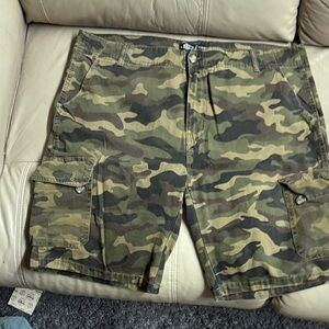 Men’s Camo Cargo Shorts - Olive Green Utility Shorts